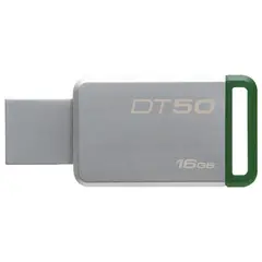 Флэш-диск 16 GB KINGSTON DataTraveler 50 USB 3.0, металлический корпус, серебристый/зеленый, DT50/16GB, фото 1