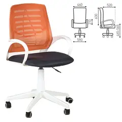 Кресло &quot;Ирис White&quot;, с подлокотниками, сетка оранжевая, сиденье черное TW-11, пластик белый, фото 1
