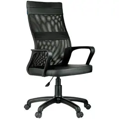 Кресло оператора Helmi HL-M65 &quot;Sigma&quot;, экокожа/ткань сетка, черная, пиастра, фото 1