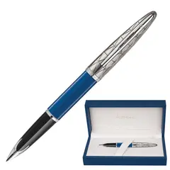 Ручка подарочная перьевая WATERMAN &quot;Carene Contemporary Blue and Gunmetal ST&quot;, синий лак, посеребренные детали, синяя, 1904558, фото 1