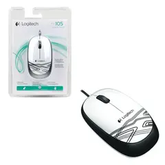 Мышь проводная LOGITECH M105, USB, 2 кнопки + 1 колесо-кнопка, оптическая, белая, 910-003117, фото 1