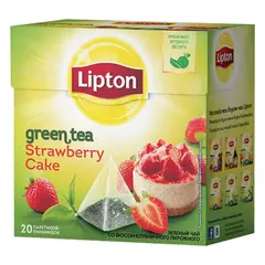 Чай LIPTON (Липтон) &quot;Strawberry Cake&quot;, зеленый фруктовый, 20 пирамидок по 2 г, 65421734, фото 1