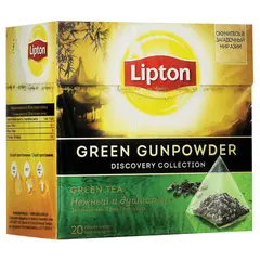Чай LIPTON (Липтон) &quot;Green Gunpowder&quot;, зеленый, 20 пирамидок по 2 г, 65415065, фото 1