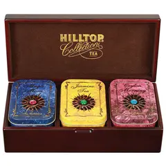 Шкатулка HILLTOP &quot;Звездная коллекция&quot;, 3 чайницы с коллекцией чаев в деревянной шкатулке, 170 г, F203, фото 1