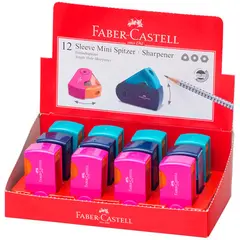 Точилка пластиковая Faber-Castell &quot;Sleeve Mini&quot;, 1 отверстие, контейнер, розов./оранж., бирюзов., фото 1