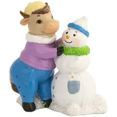 Декоративная фигурка &quot;Коровка со снеговиком&quot;, полирезина, 8,5*8*4,5см, фото 1
