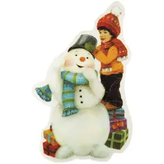 Новогоднее оконное украшение со светодиодной подсветкой &quot;Снеговик и мальчик&quot;, 12*7,5*3см, фото 1
