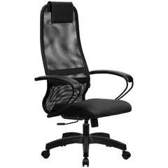Кресло руководителя Метта &quot;S-B&quot; S-BP-8 PL, ткань-сетка черная №20, спинка-сетка, топ-ган, фото 1