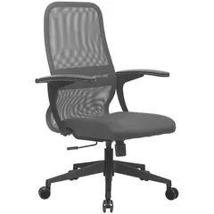 Кресло оператора Метта СP-8 PL2, ткань-сетка чёрная №20, низкая спинка-сетка, топ-ган, фото 1