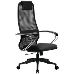 Кресло руководителя Метта BK-8 PL2, ткань-сетка черная №20, спинка-сетка, топ-ган, фото 1
