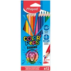 Карандаши цветные пластиковые Maped &quot;Color&#039;Peps Strong&quot; 12цв.,трехран., заточен., картон, европодвес, фото 1