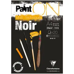 Альбом для смешанных техник 20л., А4, на склейке Clairefontaine &quot;Paint&#039;ON Noir&quot;, 250г/м2, черная, фото 1