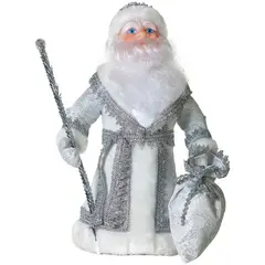 Декоративная кукла &quot;Дед Мороз под елку&quot; 40см, в серебряном костюме, подарочная упаковка, фото 1