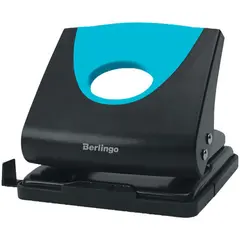Дырокол Berlingo &quot;Office Soft&quot; 20л., пластиковый, синий, с линейкой, фото 1