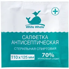 Салфетки стерильные White Whale, 110*125мм, 80шт., антисептические, спиртовые, фото 1