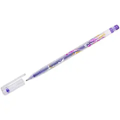 Ручка гелевая Crown &quot;Glitter Metal Jell&quot; фиолетовая с блестками, 1,0мм, фото 1
