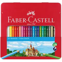 Карандаши цветные Faber-Castell, 24цв., заточен., метал. кор., фото 1