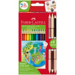 Карандаши цветные Faber-Castell &quot;Дети мира&quot;, 18 цветов, трехгран, заточ., карт. упак., фото 1