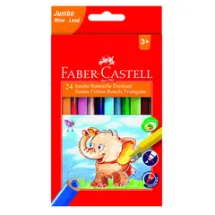 Карандаши цветные Faber-Castell &quot;Jumbo&quot; 24цв., трехгран., заточен., картон, европодвес, с точилкой, фото 1