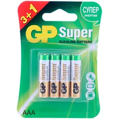 Батарейка GP Super AAA (LR03) 24A алкалиновая, BC4 (промо 3+1), фото 1