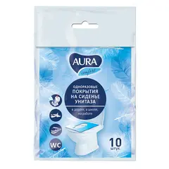 Одноразовые бумажные покрытия на унитаз Aura, 10шт., белые, фото 1