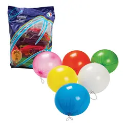 Шары воздушные 16&quot; (41 см), комплект 25 шт., панч-болл (шар-игрушка с резинкой), 12 неоновых цветов, пакет, 1104-0005, фото 1