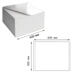 Бумага самокопирующая с перфорацией белая, 420х305 мм (12&quot;), 2-х слойная, 900 комплектов, белизна 90%, DRESCHER, 110758, фото 1