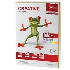 Бумага CREATIVE color (Креатив) А4, 80 г/м2, 100 л., (5 цв.х20 л.), цветная медиум, БОpr-100r, фото 1