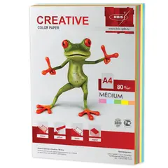Бумага CREATIVE color (Креатив) А4, 80 г/м2, 250 л., (5 цв.х50 л.) цветная медиум, БОpr-250r, фото 1