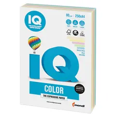 Бумага IQ color, А4, 80 г/м2, 250 л., (5 цв. x 50 л.), цветная, пастель, RB01, фото 1