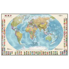 Карта настенная &quot;Мир. Политическая карта с флагами&quot;, М-1:30 млн., размер 122х79 см, ламинированная, тубус, 377, фото 1