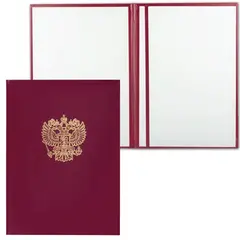 Папка адресная бумвинил с гербом России, формат А4, бордовая, индивидуальная упаковка, АП4-01011, фото 1