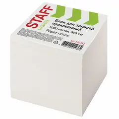Блок для записей STAFF, проклеенный, куб 8х8 см,1000 листов, белый, белизна 90-92%, 120382, фото 1