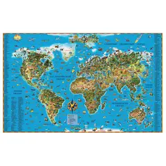 Карта настенная для детей &quot;Мир&quot;, размер 116х79 см, ламинированная, тубус, 450, фото 1