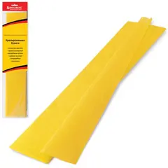 Цветная бумага крепированная BRAUBERG, стандарт, растяжение до 65%, 25 г/м2, европодвес, желтая, 50х200 см, 124728, фото 1
