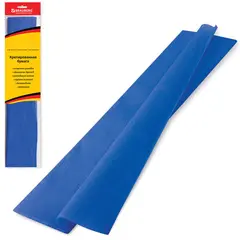 Цветная бумага крепированная BRAUBERG, стандарт, растяжение до 65%, 25 г/м2, европодвес, синяя, 50х200 см, 124734, фото 1