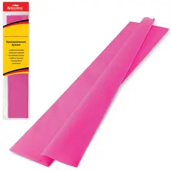 Цветная бумага крепированная BRAUBERG, стандарт, растяжение до 65%, 25 г/м2, европодвес, розовая, 50х200 см, 124729, фото 1