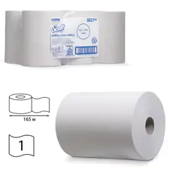 Полотенца бумажные рулонные KIMBERLY-CLARK Scott, КОМПЛЕКТ 6 шт., Slimroll, 165 м, белые, диспенсеры 601536, 601537, 6657, фото 1