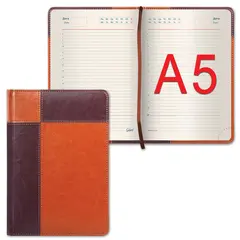 Ежедневник недатированный А5 (148х218 мм) GALANT &quot;Kassel&quot;, 160 л., комбинированная кожа, коричневый/светло-коричневый, 126273, фото 1