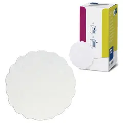 Подставки под чашку (коастер) бумажные TORK, комплект 250 шт., белые, 8-слойные, диаметр 9 см, зубчатый край, 474474, фото 1