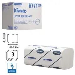Полотенца бумажные 96 шт., KIMBERLY-CLARK Kleenex, КОМПЛЕКТ 30 шт., Ultra, 3-слойные, белые, 31,5х21,5 см, Interfold (601533-534)6771, фото 1