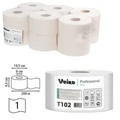 Бумага туалетная 200 м, VEIRO Professional (Система T2), КОМПЛЕКТ 12 шт., Basic, T102, фото 1
