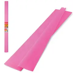 Цветная бумага крепированная плотная, растяжение до 45%, 32 г/м2, BRAUBERG, рулон, розовая, 50х250 см, 126532, фото 1