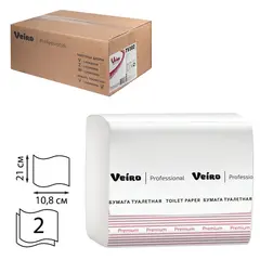 Бумага туалетная VEIRO (Система T3), КОМПЛЕКТ 30 шт., Premium, листовая, 250 листов, 21х10,8 см, 2-слойная, TV302, фото 1