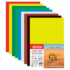 Картон цветной А4 немелованный (матовый), 16 листов 8 цветов, ПИФАГОР, 200х283 мм, 128010, фото 1