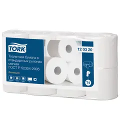 Бумага туалетная TORK (Система Т4), 2-слойная, спайка 8 шт. х 23 м, Premium, 120320, фото 1