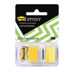 Закладки клейкие POST-IT Study, пластиковые, 25 мм, 22 шт., желтые, 680-Y-LRU, фото 1