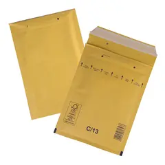Конверт-пакеты с прослойкой из пузырчатой пленки (170х220 мм), крафт-бумага, отрывная полоса, КОМПЛЕКТ 100 шт., С/0-G, фото 1
