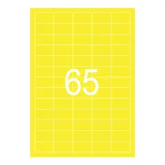 Этикетка самоклеящаяся 38х21,2 мм, 65 этикеток, неово-желтая, 65 г/м2, 50 листов, STAFF, 128848, фото 1