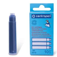Картриджи чернильные CENTROPEN, комплект 10 шт., в упаковке с европодвесом, синие, 0019, фото 1